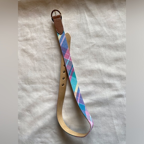 NWT Talbots Multicolor Pastel Plaid Belt with Gold Hardware - Picture 1 of 5